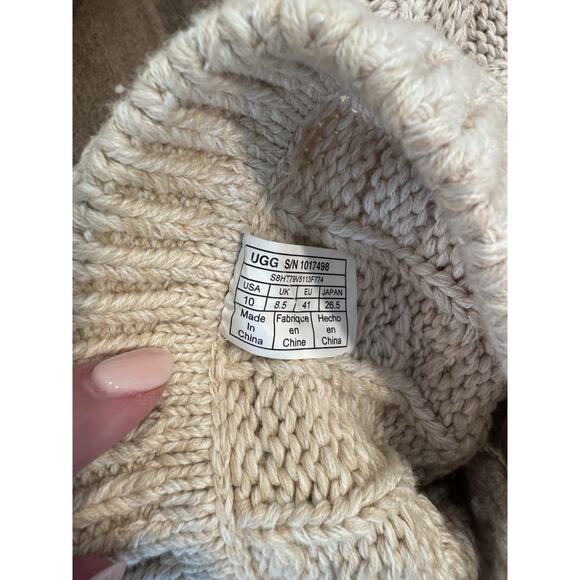 Ugg, Kalla Sock Creme Button Cozy Knit Argyle, Size 10 - Picture 6 of 7